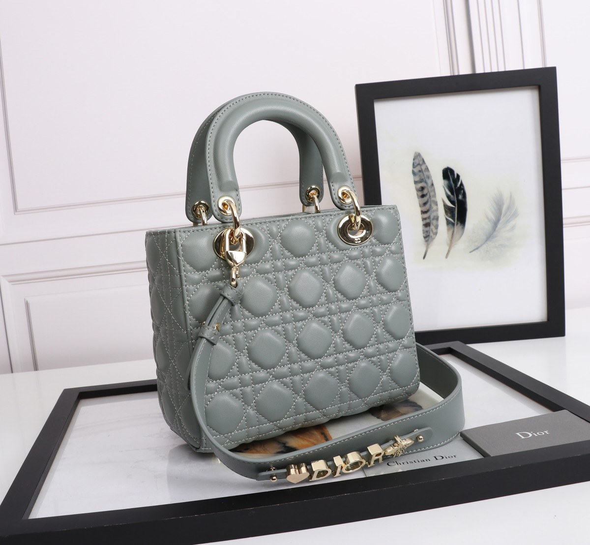 Small Lady Dior My ABCDior Bag Gray Cannage Lambskin